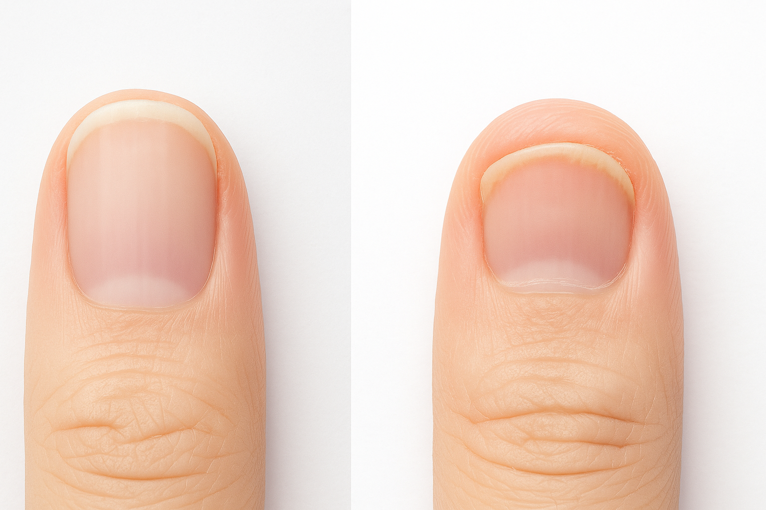 正常な爪と深爪の違いの画像