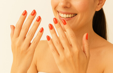 脳の神経回路とネイルケアの関係を表現した科学的イメージ、色彩心理学の効果も含む